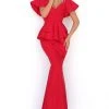 Formal Gowns Tarik Ediz - 50780 V-Neckline Angel Sleeves Sheath Dress 1 Formal Gowns Tarik Ediz - 50780 V-Neckline Angel Sleeves Sheath Dress