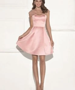 Tarik Ediz - 90478 Bedazzled Illusion Bateau Cocktail Dress Cocktail Dresses