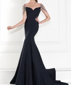 Tarik Ediz 92593 Sweetheart Neck Beaded Illusion Evening Gown