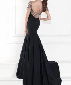 Tarik Ediz 92593 Sweetheart Neck Beaded Illusion Evening Gown