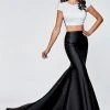 Tarik Ediz - 93113 Short Sleeve Contrast Mermaid Gown 1 Tarik Ediz - 93113 Short Sleeve Contrast Mermaid Gown
