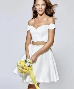 Tarik Ediz - 93142 Two Piece Off Shoulder A-line Dress Cocktail Dresses
