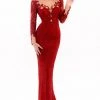Tarik Ediz - 93334 Illusion Neckline Lace Embellished Evening Gown