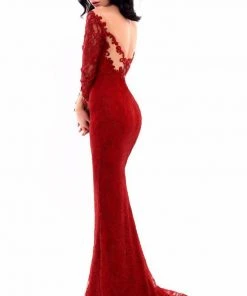 Tarik Ediz - 93334 Illusion Neckline Lace Embellished Evening Gown