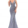 Tarik Ediz - 93468 Jeweled Plunging Glitter Jersey Mermaid Gown