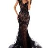 Tarik Ediz - 93602 Floral Embroidered Mermaid Dress With Train
