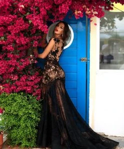 Tarik Ediz - 93602 Floral Embroidered Mermaid Dress With Train