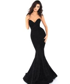 Tarik Ediz - 93612 Strapless Sweetheart Glitter Velvet Mermaid Gown Formal Gowns