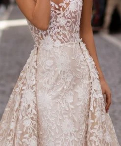 Tarik Ediz - 93613 Floral Lace Fitted Gown With Skirt Overlay 17 Tarik Ediz - 93613 Floral Lace Fitted Gown With Skirt Overlay