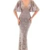 Tarik Ediz - 93640 Lace Plunging V-Neck Bat Evening Dress