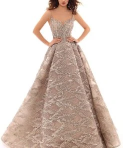 Tarik Ediz - 93652 Embellished Illusion Bateau Tulle Ballgown