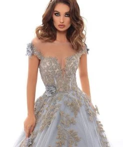 Tarik Ediz - 93653 Floral Embroidered Illusion Bateau Ballgown 12 Tarik Ediz - 93653 Floral Embroidered Illusion Bateau Ballgown