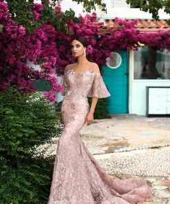 Formal Gowns Tarik Ediz - 93660 Floral Applique Mermaid Dress With Train 13 Formal Gowns Tarik Ediz - 93660 Floral Applique Mermaid Dress With Train