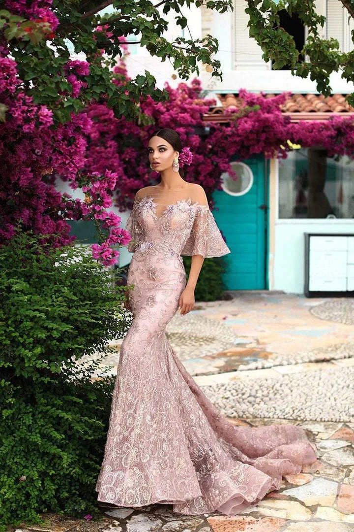 Formal Gowns Tarik Ediz - 93660 Floral Applique Mermaid Dress With Train 5 Formal Gowns Tarik Ediz - 93660 Floral Applique Mermaid Dress With Train