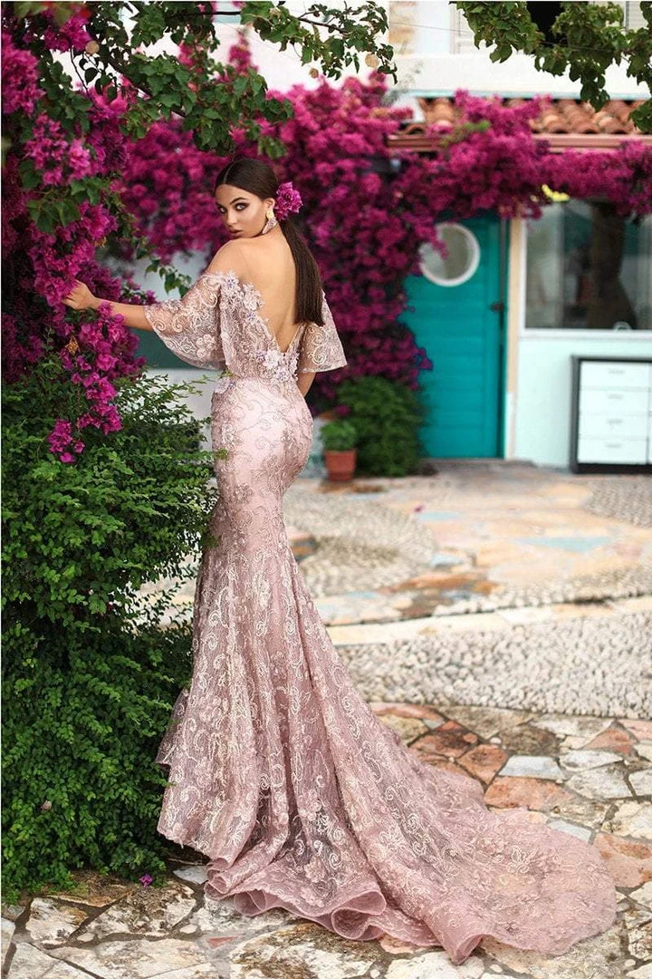Formal Gowns Tarik Ediz - 93660 Floral Applique Mermaid Dress With Train 6 Formal Gowns Tarik Ediz - 93660 Floral Applique Mermaid Dress With Train