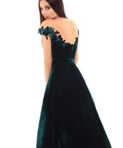 Plus Size Dresses Tarik Ediz - 93668 Floral Embroidered Cap Sleeve A-line Dress