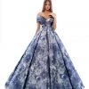 Tarik Ediz - 93674 Floral Patterned Off-Shoulder Pleated Ballgown Formal Gowns