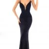 Formal Gowns Tarik Ediz - 93676 Illusion Plunging Sparkly Velvet Evening Gown