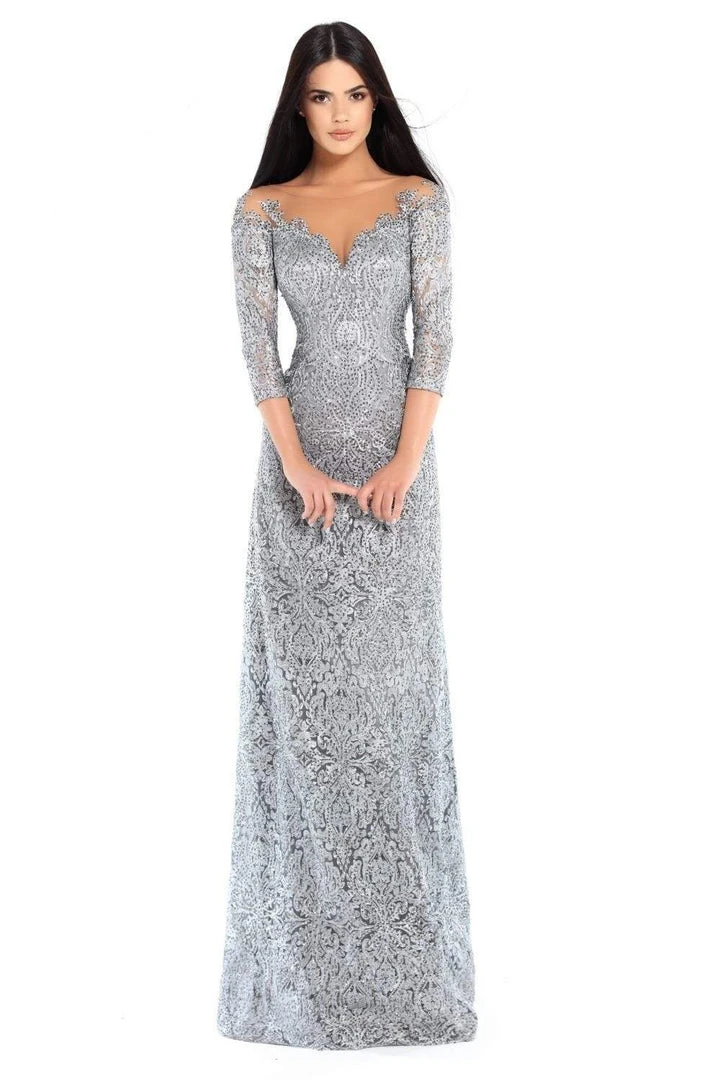 Tarik Ediz - 93677 Illusion Quarter Sleeve Jewel Adorned Sheath Gown Formal Gowns 3 Tarik Ediz - 93677 Illusion Quarter Sleeve Jewel Adorned Sheath Gown Formal Gowns