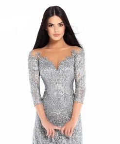 Tarik Ediz - 93677 Illusion Quarter Sleeve Jewel Adorned Sheath Gown Formal Gowns 9 Tarik Ediz - 93677 Illusion Quarter Sleeve Jewel Adorned Sheath Gown Formal Gowns