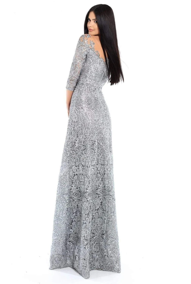 Tarik Ediz - 93677 Illusion Quarter Sleeve Jewel Adorned Sheath Gown Formal Gowns 4 Tarik Ediz - 93677 Illusion Quarter Sleeve Jewel Adorned Sheath Gown Formal Gowns