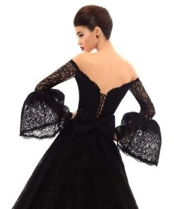 Tarik Ediz - 93686 Fully Lace Off-Shoulder A-line Dress