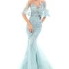 Formal Gowns Tarik Ediz - 93694 Illusion Draped Trailing Foliage Lace Gown 2 Formal Gowns Tarik Ediz - 93694 Illusion Draped Trailing Foliage Lace Gown