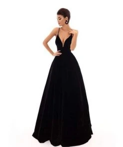 Tarik Ediz - 93698 Sleeveless Plunging V-neck Empire Ballgown