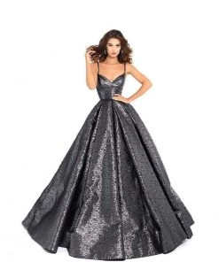 Tarik Ediz - 93710 Plunging V-neck Jacquard Pleated Ballgown Formal Gowns