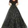 Tarik Ediz - 93712 Surplice Off Shoulder Glitter Floral Ballgown Formal Gowns