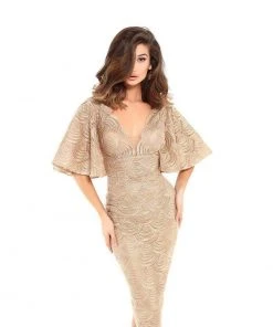 Plus Size Dresses Tarik Ediz - 93725 Lace Scalloped Deep V-neck Sheath Dress 9 Plus Size Dresses Tarik Ediz - 93725 Lace Scalloped Deep V-neck Sheath Dress