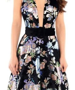 Tarik Ediz - 93727 Floral Plunging Halter A-Line Gown 7 Tarik Ediz - 93727 Floral Plunging Halter A-Line Gown