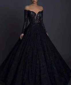 Formal Gowns Tarik Ediz - 93729 Illusion Nude Shoulders Allover Lace Ballgown