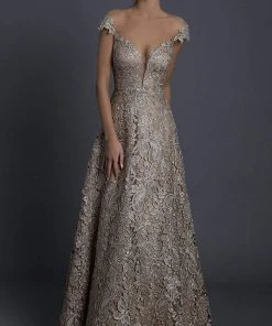 Tarik Ediz - 93739 Floral Lace Illusion Neck A-line Dress