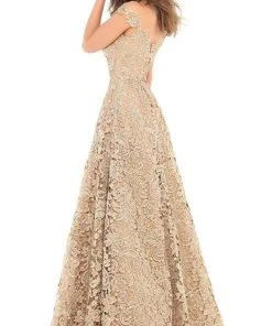 Tarik Ediz - 93739 Floral Lace Illusion Neck A-line Dress