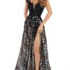 Formal Gowns Tarik Ediz - 93748 Floral Appliqued Animal Printed Evening Dress