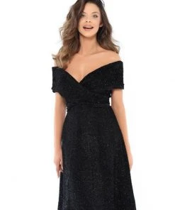 Tarik Ediz - 93750 Lace Off-Shoulder Empire Waist A-line Dress