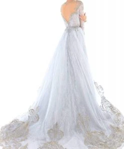 Tarik Ediz - 93754 Illusion Jewel Lace Embroidered Evening Gown Formal Gowns