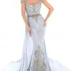 Tarik Ediz - 93757 Lace Embroidered Mermaid Dress With Cape-like Train