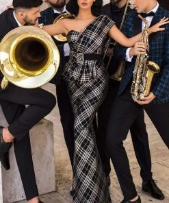 Tarik Ediz - 93801 Embellishments Asymmetric Trumpet Dress Formal Gowns