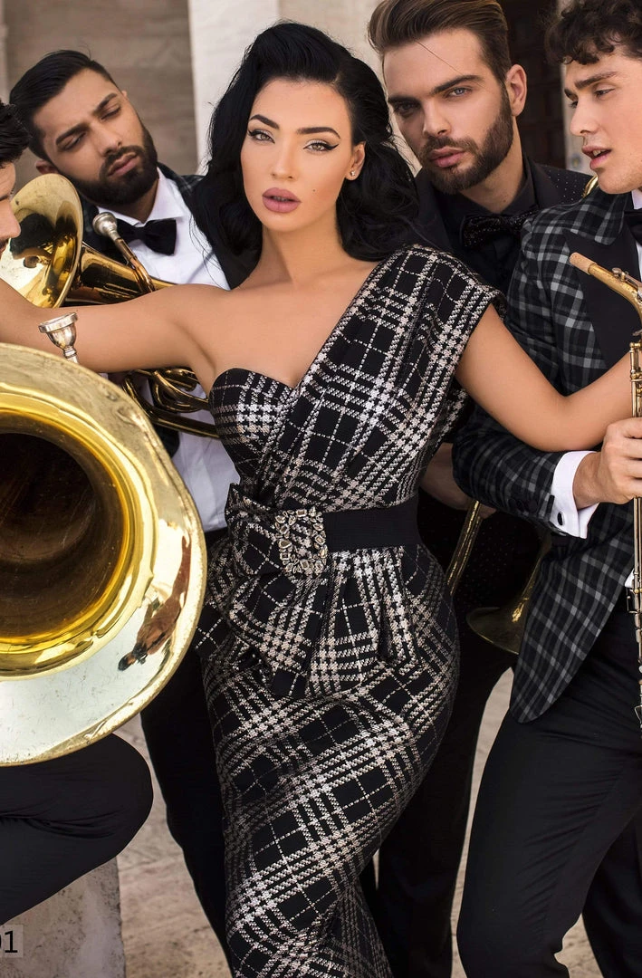 Tarik Ediz - 93801 Embellishments Asymmetric Trumpet Dress Formal Gowns 4 Tarik Ediz - 93801 Embellishments Asymmetric Trumpet Dress Formal Gowns