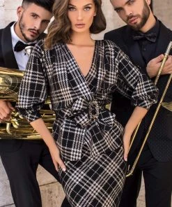 Tarik Ediz - 93802 Embellished V-neck Trumpet Dress Formal Gowns