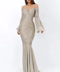 Tarik Ediz - 93804 Ruched Off-Shoulder Trumpet Gown