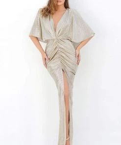 Tarik Ediz - 93807 Deep V-neck Ruched Sheath Dress 7 Tarik Ediz - 93807 Deep V-neck Ruched Sheath Dress