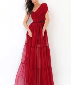Formal Gowns Tarik Ediz - 93814 Ruched Asymmetrical A-Line Dress