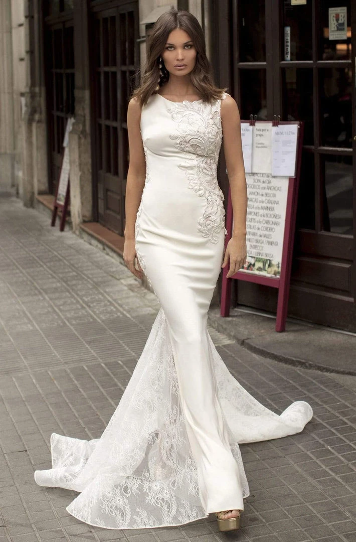 Tarik Ediz - 93820 Embroidered Bateau Trumpet Dress 6 Tarik Ediz - 93820 Embroidered Bateau Trumpet Dress