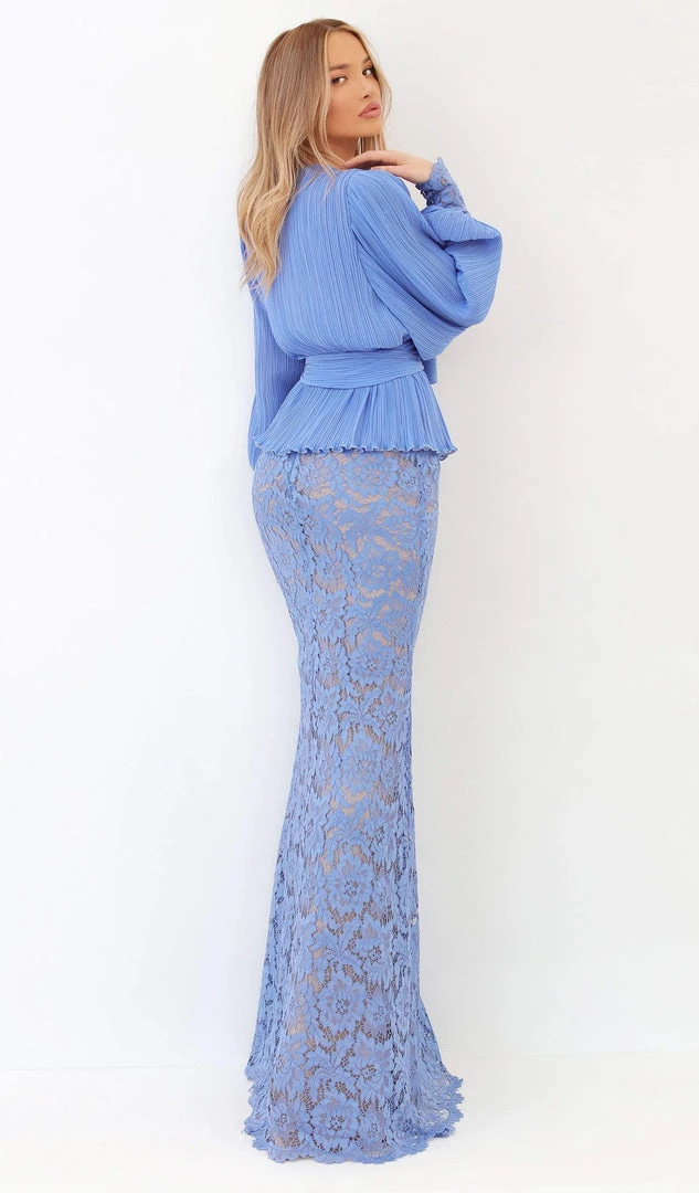 Tarik Ediz - 93831 Long Sleeve Bateau Lace Fitted Dress Formal Gowns 4 Tarik Ediz - 93831 Long Sleeve Bateau Lace Fitted Dress Formal Gowns