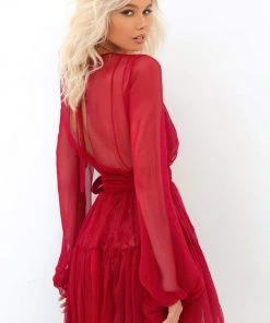 Tarik Ediz - 93839 Illusion Long Sleeves A-Line Cocktail Dress 5 Tarik Ediz - 93839 Illusion Long Sleeves A-Line Cocktail Dress