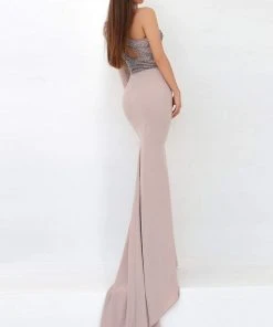 Tarik Ediz - 93858 Beaded Asymmetrical Sheath Dress