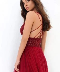 Formal Gowns Tarik Ediz - 93866 Strappy Bead Embellished A-Line Dress 9 Formal Gowns Tarik Ediz - 93866 Strappy Bead Embellished A-Line Dress